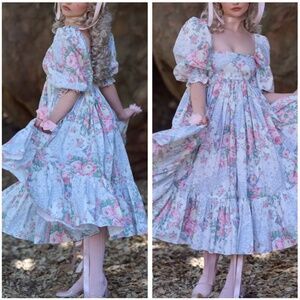 NWT Selkie The Cotton French Puff Dress - Picnic Blanket Print